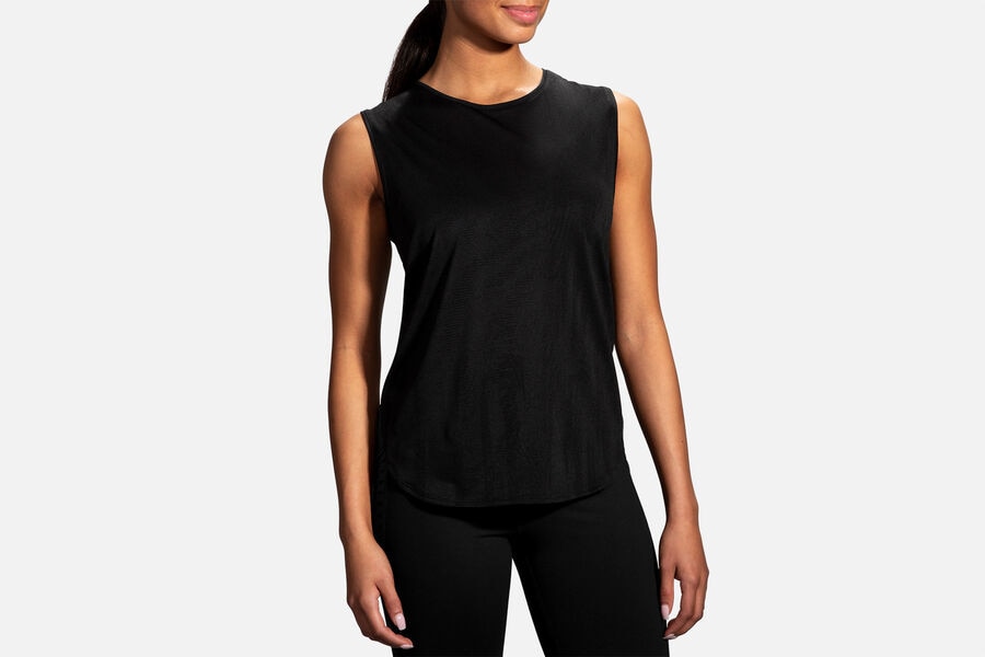 Womens Brooks Spirit Tank Tops Black Jacquard/Black | 905864-XEB